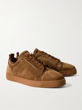 Christian Louboutin Men's Brown Suede Low-Top Sneakers